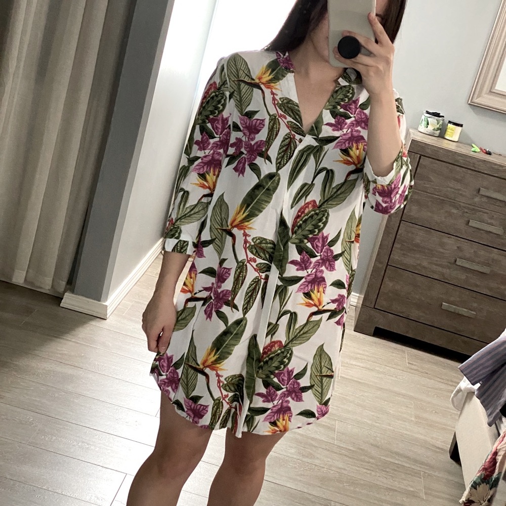 Forever 21 tropical print shift dress